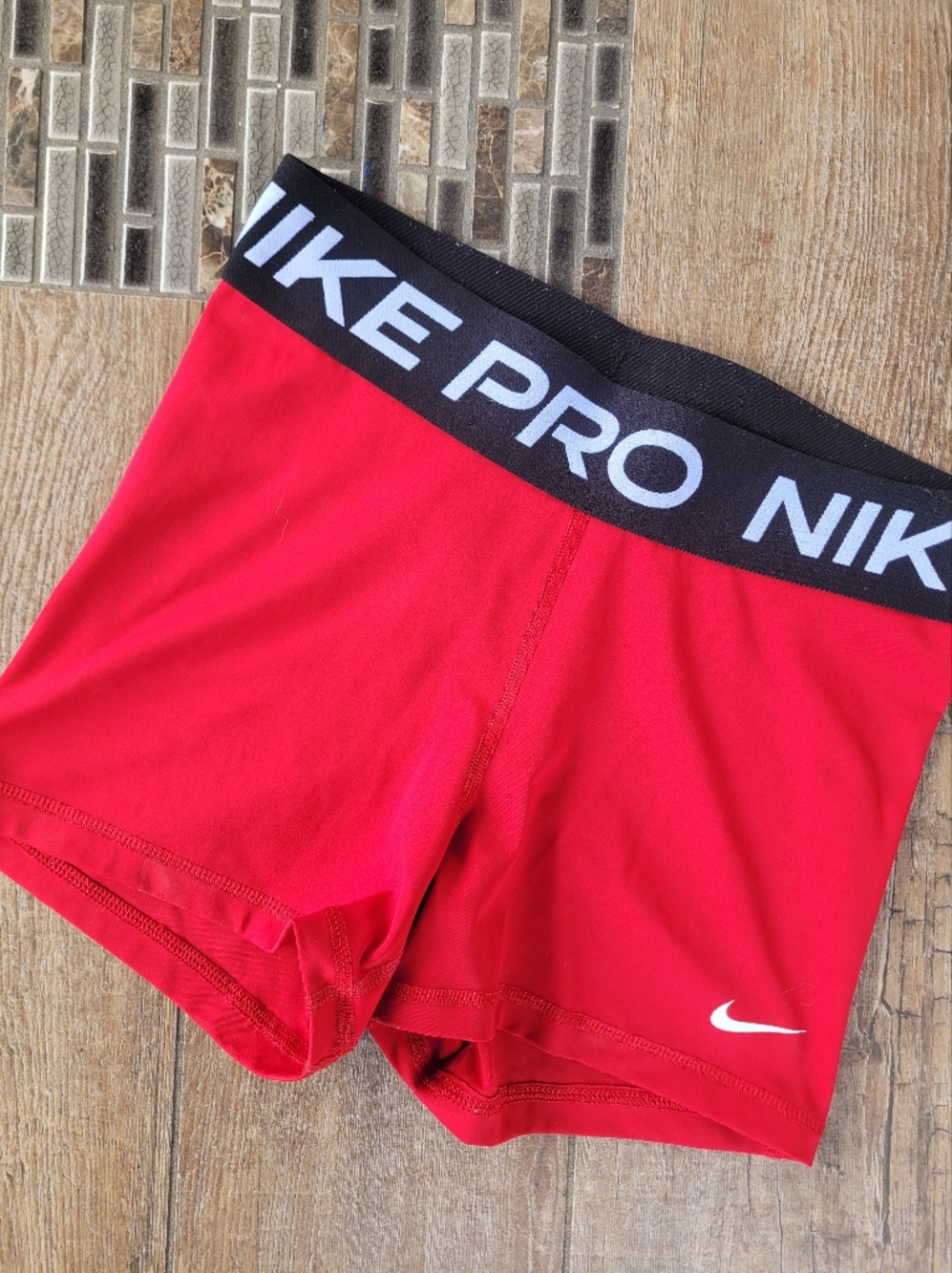 Nike Red Compression Shorts with Black NIKE PRO Waistband Size Small